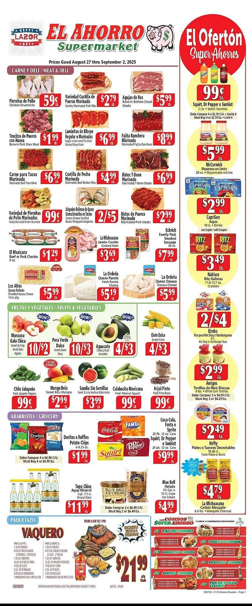 Weekly ad El Ahorro Weekly Ad from August 27 to September 2 2025 - Page 1