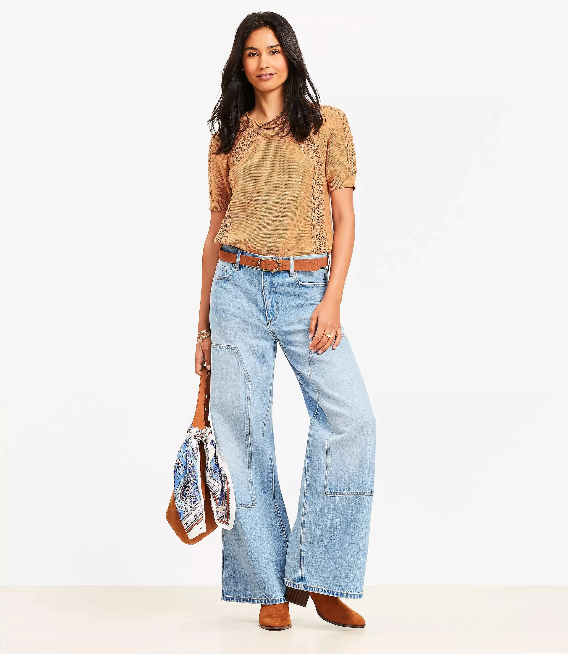 High Rise Wide Leg Carpenter Jeans in Classic Indigo Wash