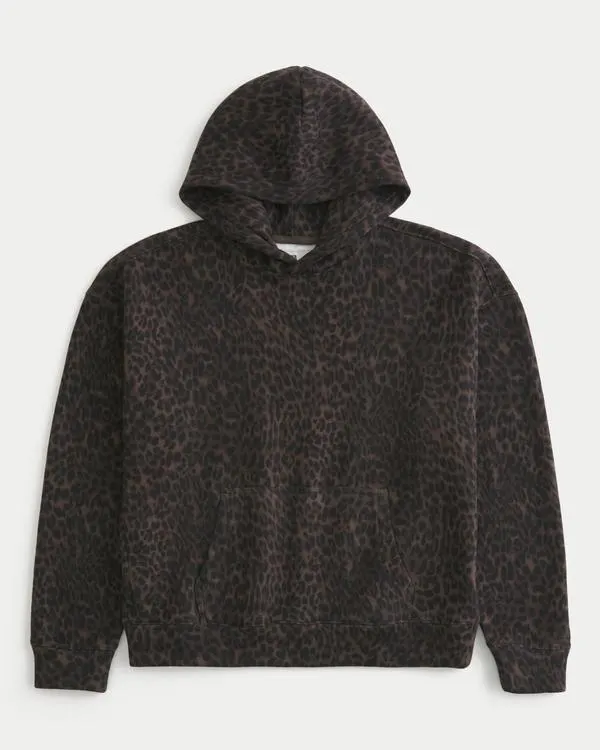 Boxy Leopard Print Hoodie