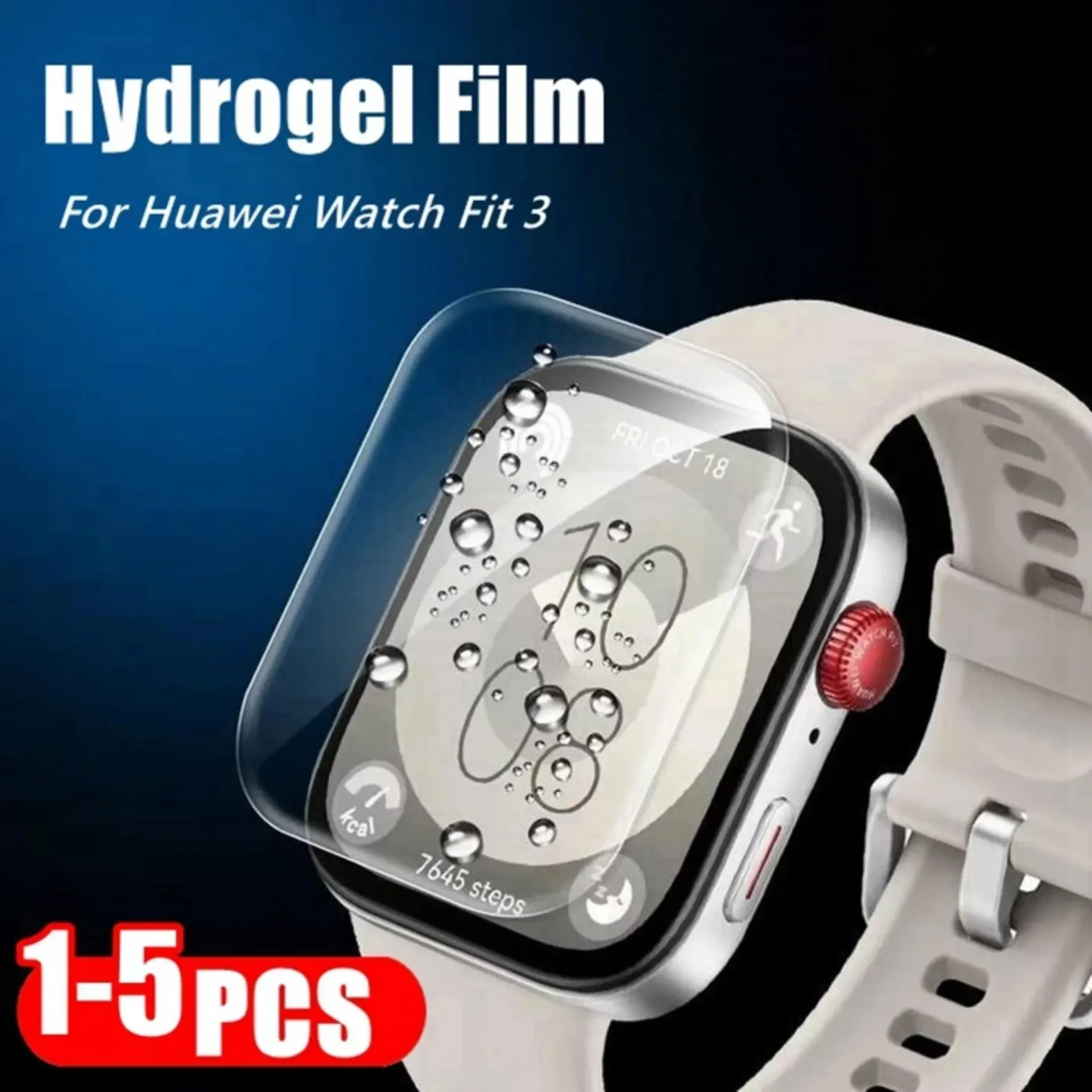 1-5 protectores de hidrogel para Huawei Smart Watch Fit 3, suaves y de cobertura completa, no de cristal.