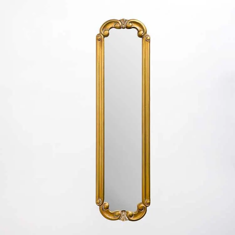 Annette Gold Wood Wall Mirror, 11x40 in.
