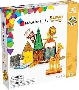 MAGNA-TILES Safari Animals 25-Piece Magnetic Construction Set, The ORIGINAL Magnetic Building Brand