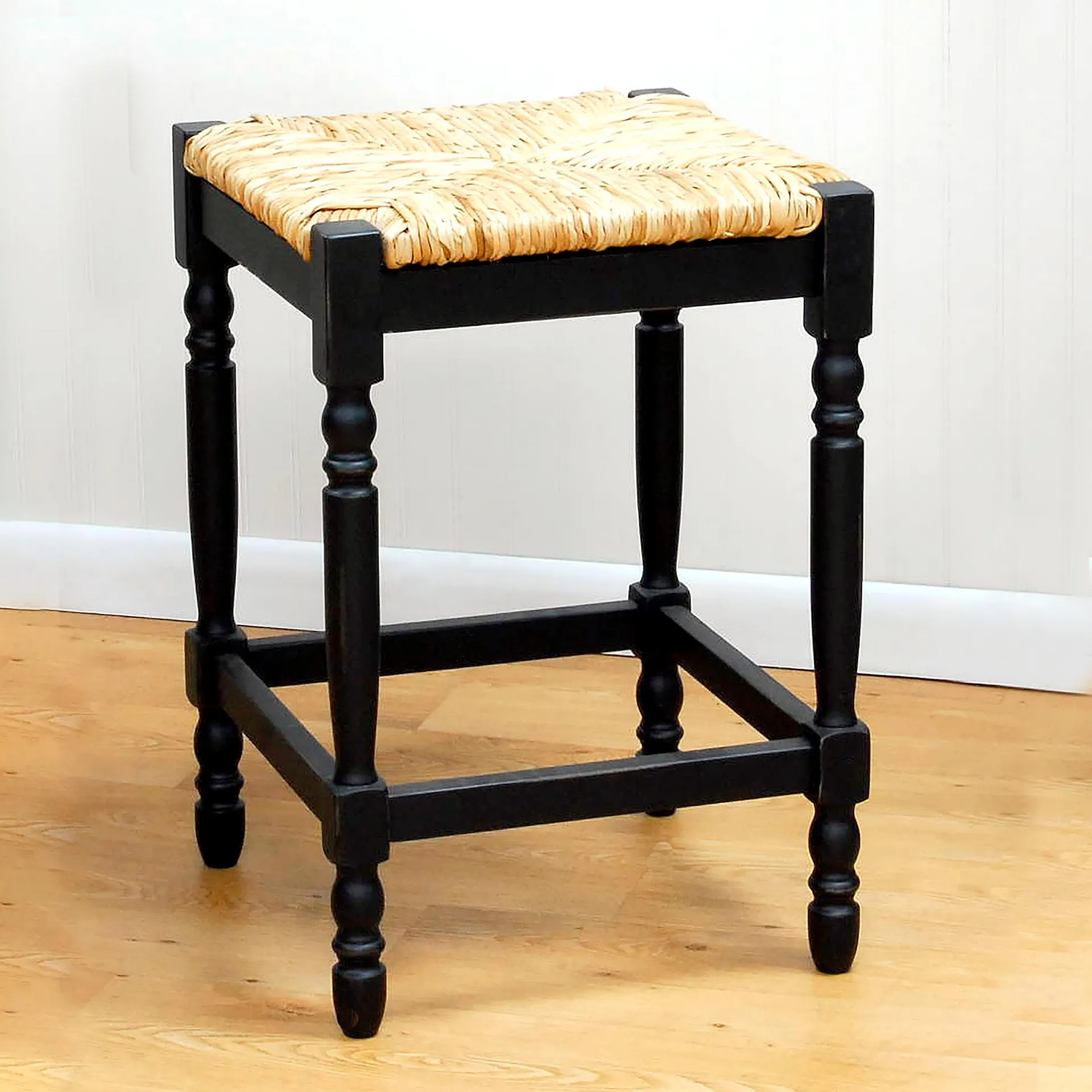 24"-High Counter Stool with Handwoven Rush Seat