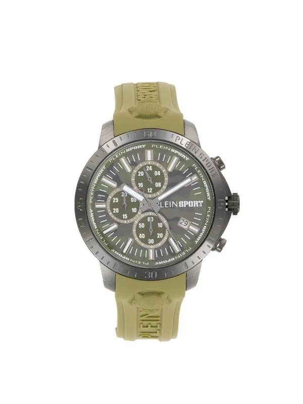 Gain IP Black Stainless Steel & Silicone Strap Watch/43MM
