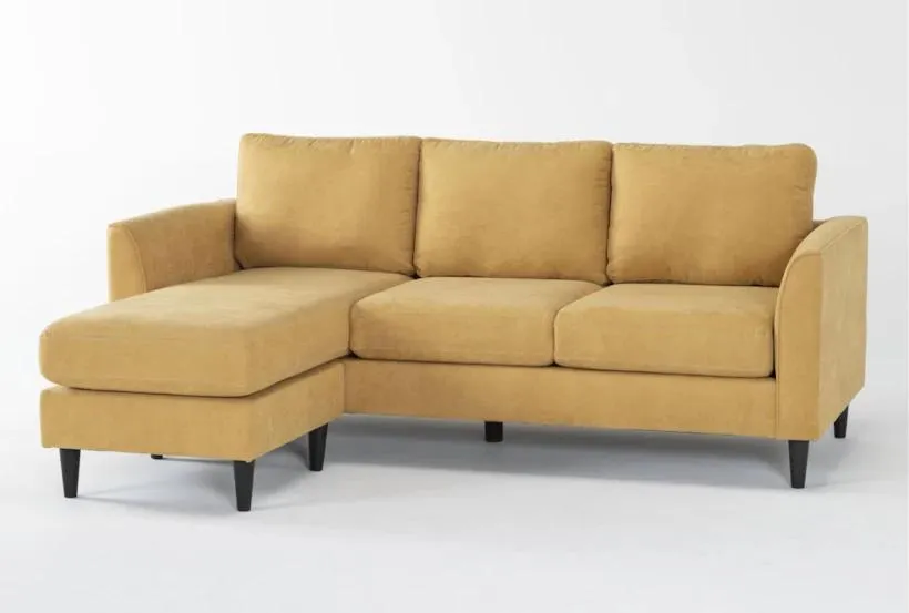 Ami Sun Yellow Fabric 83" Sofa with Reversible Chaise