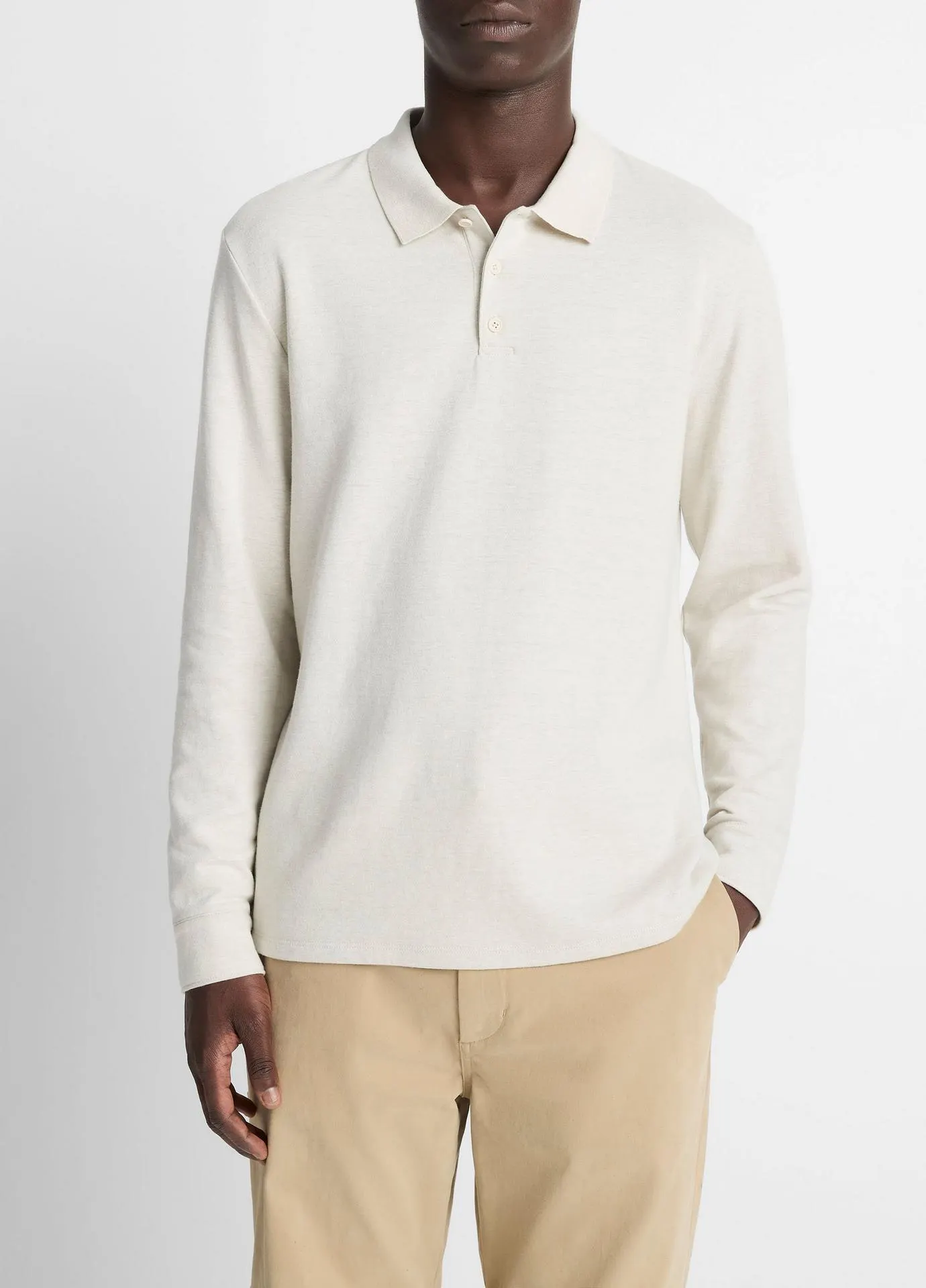 Heathered Double-Face Cotton-Blend Polo Shirt