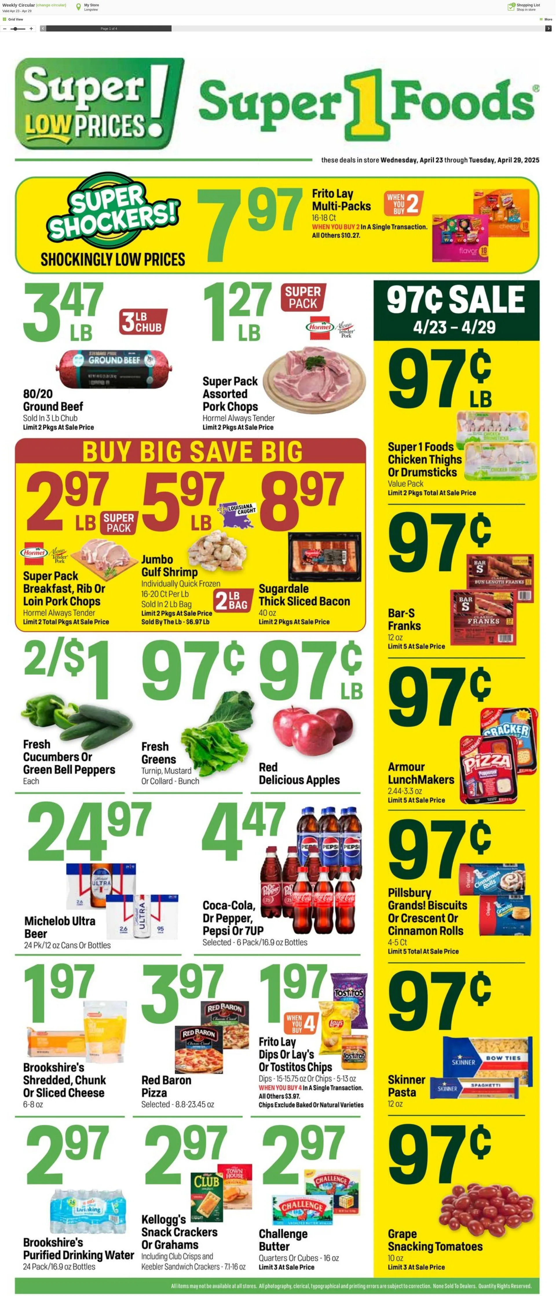 Weekly ad Super1Foods from April 23 to April 29 2025 - Page 1