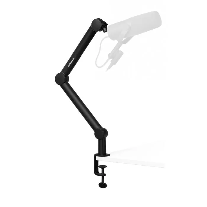 RadioShack Contemporary Studio Microphone Arm – 360° Adjustable Boom, Built-In Cable Management, Supports Mics up to 2 lbs, Smooth Silent Movement, Desk Clamp Design