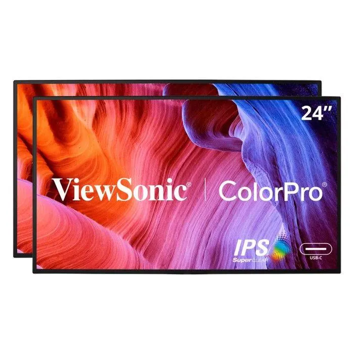 ViewSonic 24" ColorPro™ 1080p Dual Pack Head-Only IPS Docking Monitors with 65W USB-C, Daisy Chain | VP2468A_H2