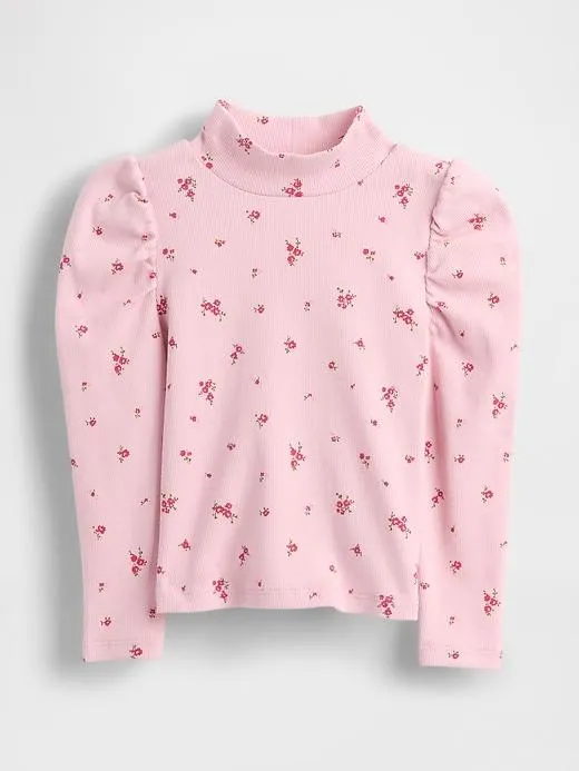Baby & Toddler Puff-Sleeve Rib Mockneck