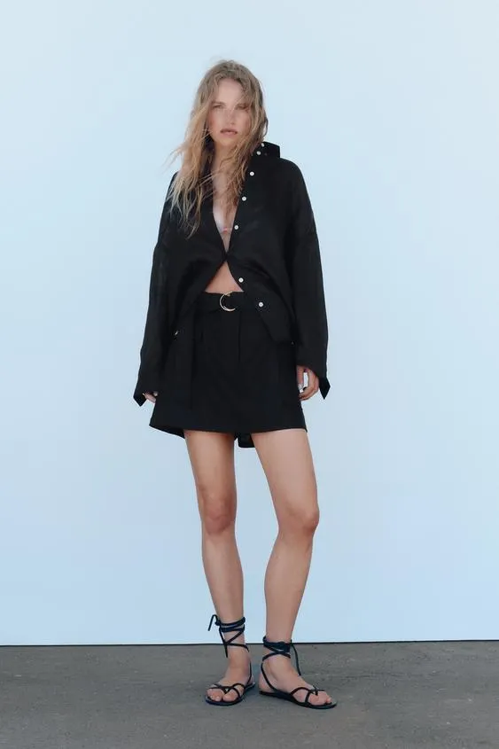 FALDA PANTALÓN CARGO CON LINO