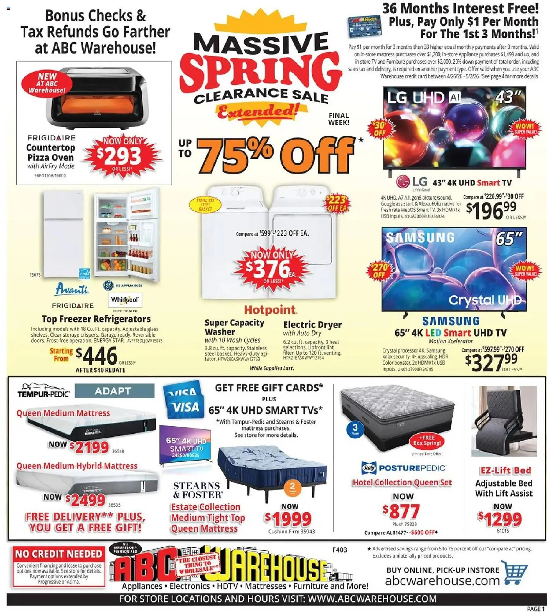 Weekly ad ABC Warehouse weekly ad from April 26 to May 3 2026 - Page 1