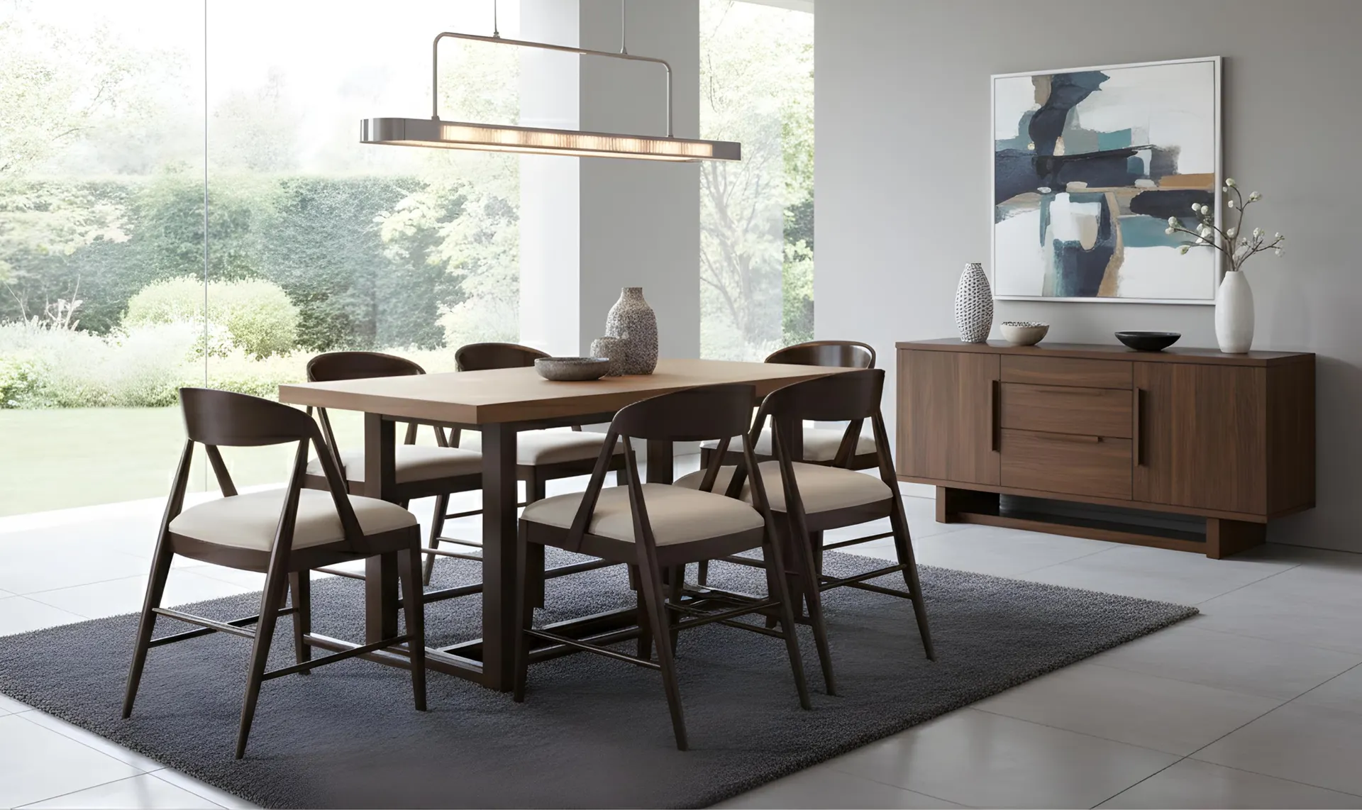 Legacy Duo Tresell 6-Seater Wooden Dining Table Set in Brown