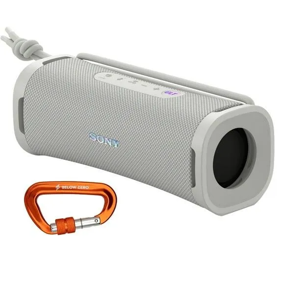 Sony ULT FIELD 1 Bluetooth Wireless Portable Speaker with Echo Canceling Technology (Off-White) Bundle with 12kN Heavy Duty Carabiner with Locking Clip (Orange) (2 Items)