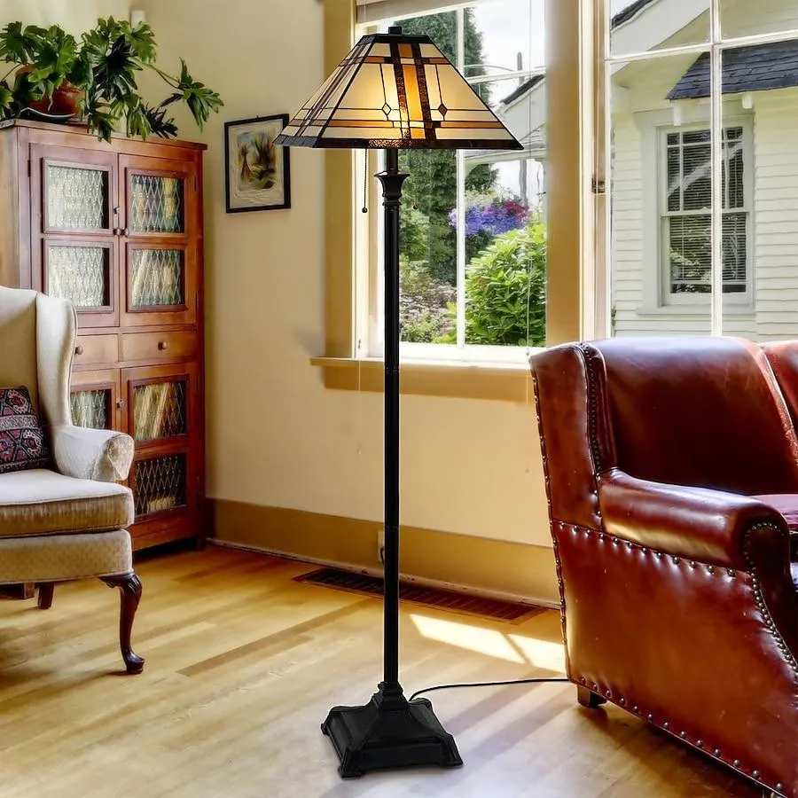 Hastings Home Lamps 9-in Multicolor Standard Floor Lamp with Glass Shade