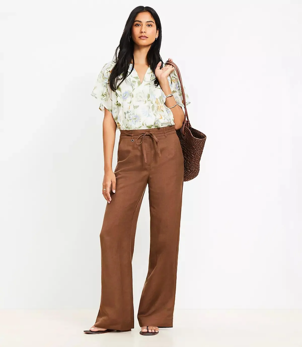 Straight Pants in Linen Blend