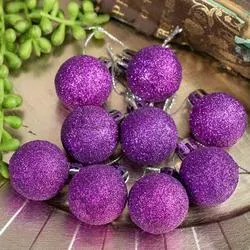 Purple Glitter Ball Ornaments (Pack of 9 pieces)