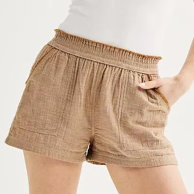 Juniors' SO® High Rise Double Cloth Shorts