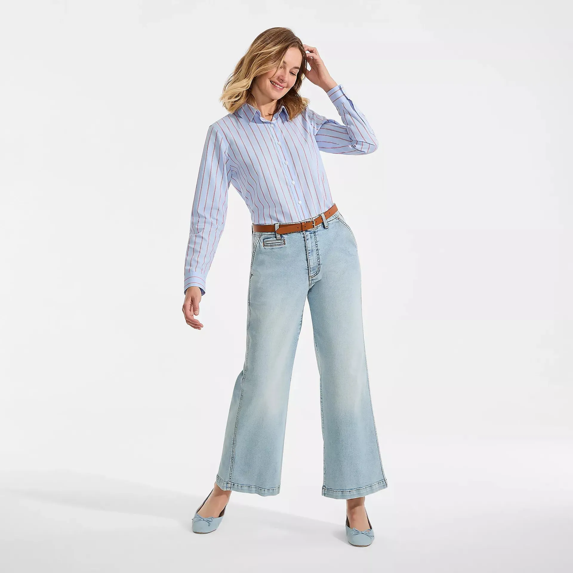 Women's Recover Denim Mid Rise Wide Leg Ankle Jeans