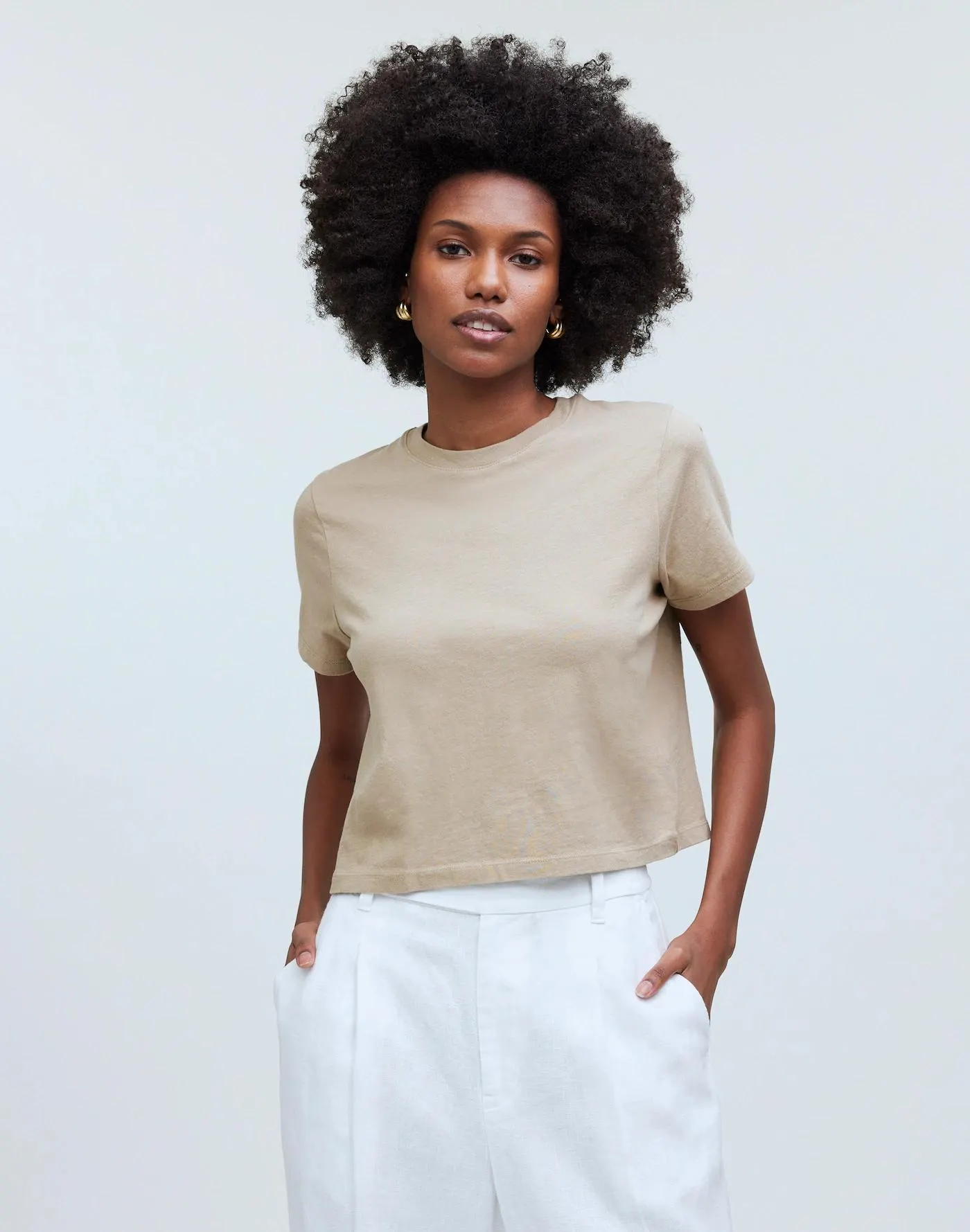 Softfade Cotton Boxy-Crop Tee