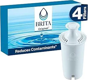 Brita Standard Water Filter for Pitchers and Dispensers, BPA-Free, Reduces Copper, Cadmium and Mercury Impurities, Lasts Two Months or 40 Gallons, Includes 4 Filters for Pitchers