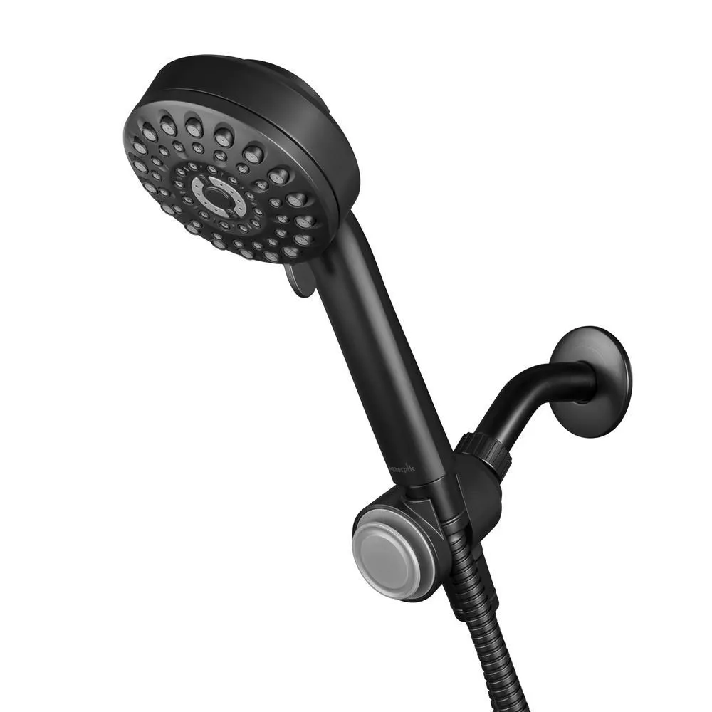 Waterpik DualDock Multi-Height 7-Spray Setting Matte Black Handheld Showerhead with PowerPulse Massage