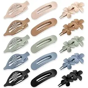 15 Pcs Flat Claw Clips for Women Girls, 3 Styles Non-slip Matte Flat Hair Clips for Thick & Thin Hair Prom Party Hair Accessories
