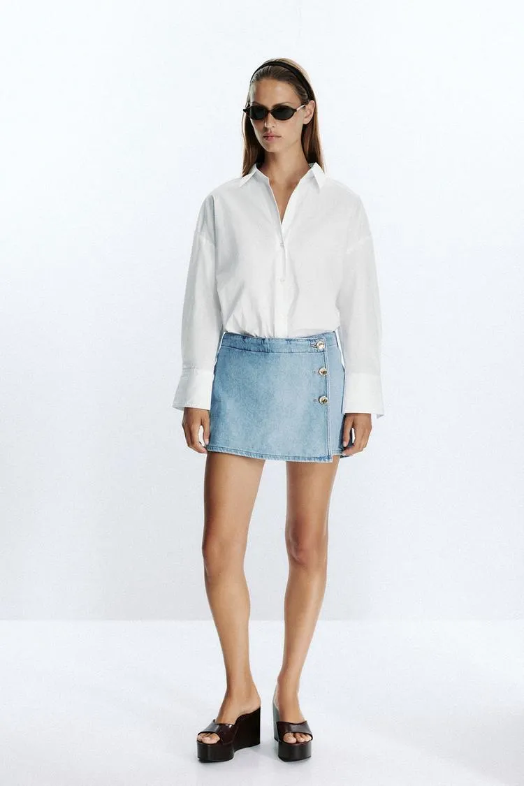 Z1975 CROSSOVER BUTTON DENIM SKORT