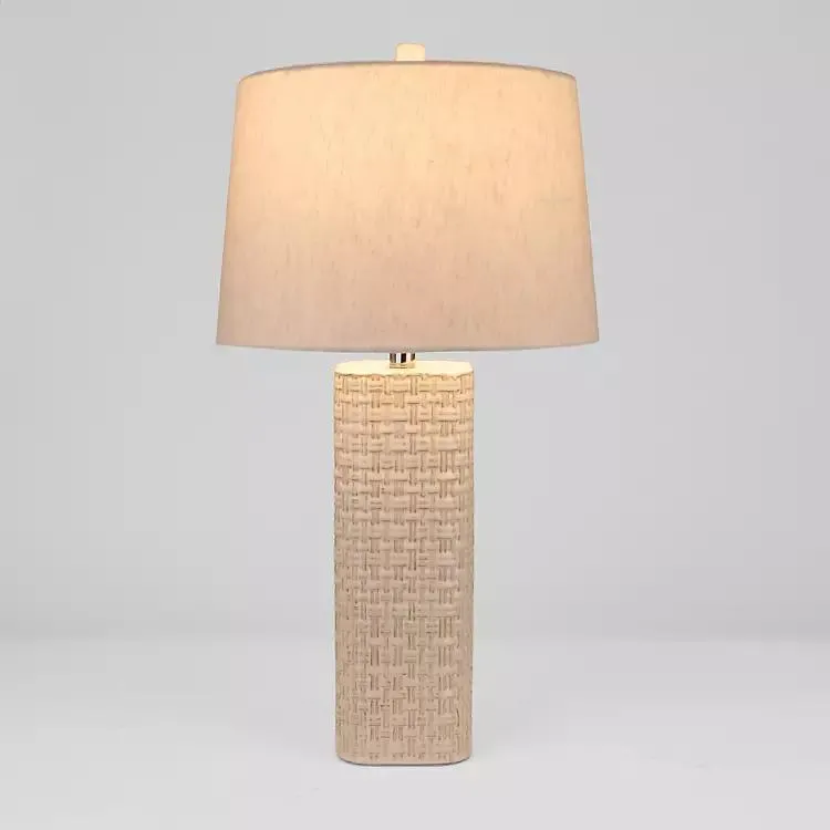 Ivory Basketweave Ceramic Table Lamp