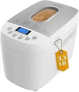Davivy Bread Maker Machine 3.3LB Dough Maker,15-in-1 Automatic Bread Machine Maker with Nonstick Bowl, Jam& Yogurt, 3 Loaf Sizes and 3 crust settings,15-H Delay Timer(850W,Silver,3.3LB)