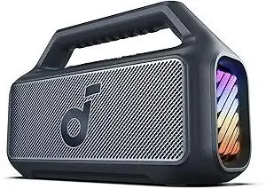 soundcore Boom 2 By Anker, Outdoor Speaker, 80W, Subwoofer, BassUp 2.0, 24H Playtime, IPX7 Waterproof, Floatable, RGB Lights, USB-C, Custom EQ, Bluetooth 5.3, Portable for Camping, Beach, and Backyard