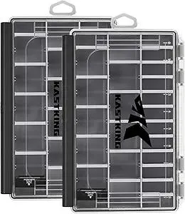 KastKing HyperSeal Waterproof Tackle Box, 3600 and 3700 Tackle Trays, Fishing Tackle Box Organizer with Removable Dividers, Lure Box and Terminal Tackle Storage,Black