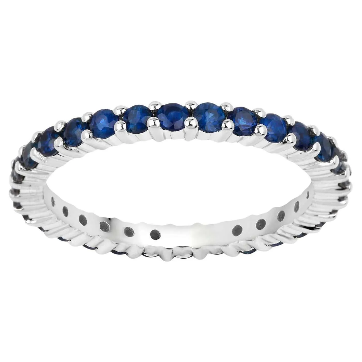 Blue Sapphire Eternity Band Ring 1.38 Carats 14K White Gold