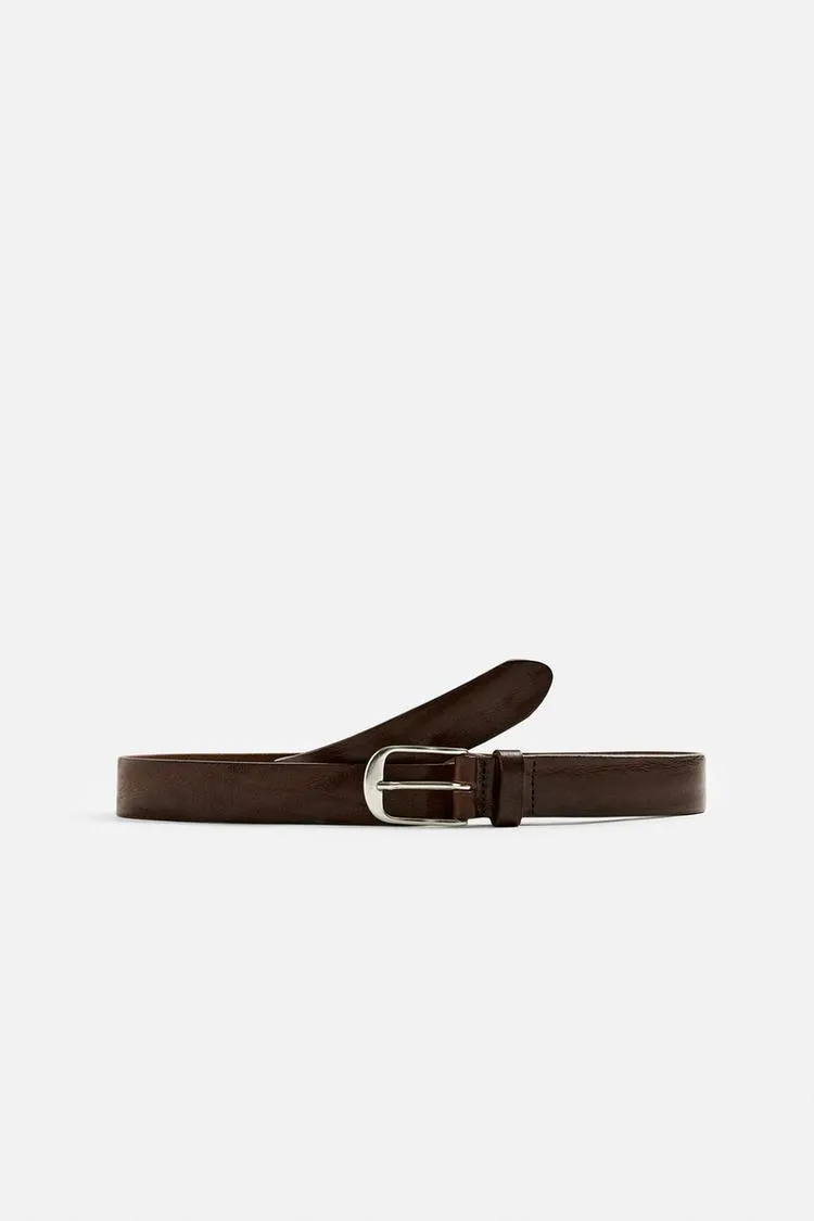 WRINKLED EFFECT LEATHER BELT