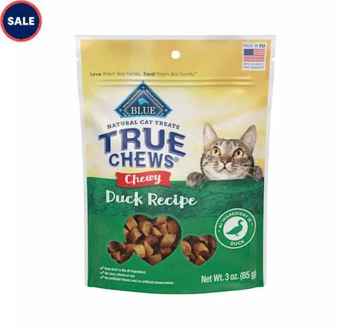 Blue Buffalo True Chews Made in the USA, Duck Recipe, Natural Chewy Cat Treats, 3 oz.