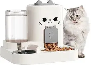 2-in-1 Gravity Pet Feeder and Water Dispenser, Small Dog Cat Food Water Dispenser, Small Pet Food and Water Dispenser, Pet Feeder Water Bowl, Easy to Clean (Gary)