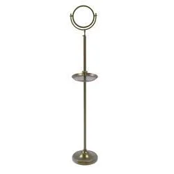 Allied Brass 8" Antique Brass Floor Standing Magnifying Makeup Mirror with Shaving Tray (2X Magnification)