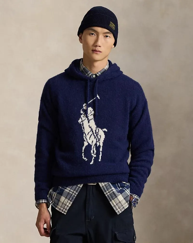 Big Pony Wool-Blend Hooded Sweater