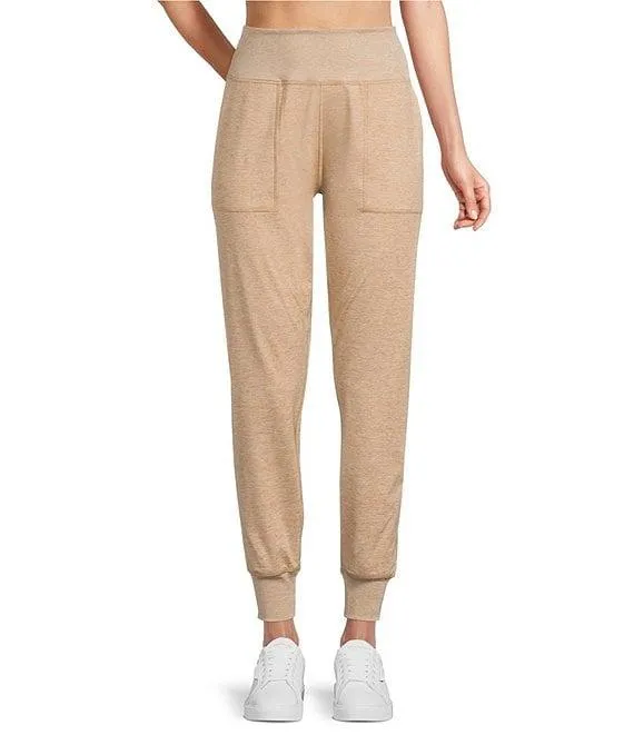 High Rise Slim Suede Jersey Moisture Wicking Pull-On Joggers