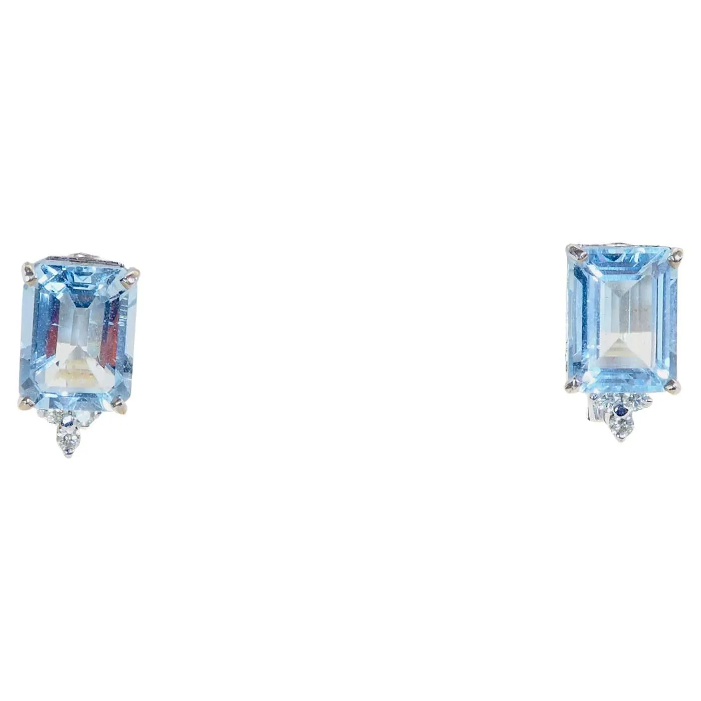 18K White Gold 4.40ct Icy Aquamarine & 0.12ct Diamond Earrings