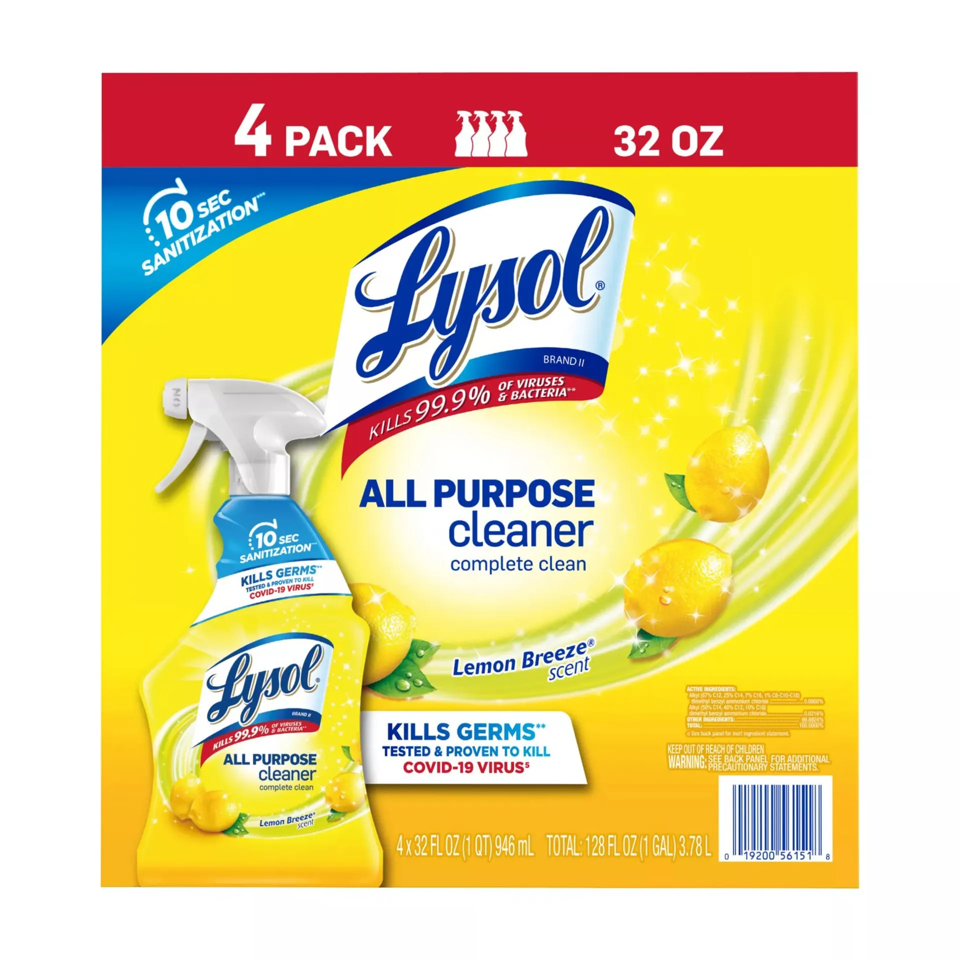 Lysol All-Purpose Cleaner, 4 ct./32 oz. - Lemon Breeze