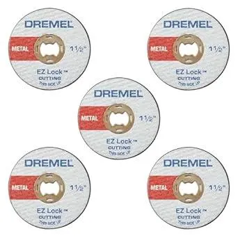 Dremel EZ456, 1 1/2-Inch (38.1 mm) Wheel Diameter, EZ - Lock™ Fiberglass Reinforced Cut-Off Wheels, Rotary Tool Cutting Disc for Metal Cutting, 5 Pieces, Medium, Red