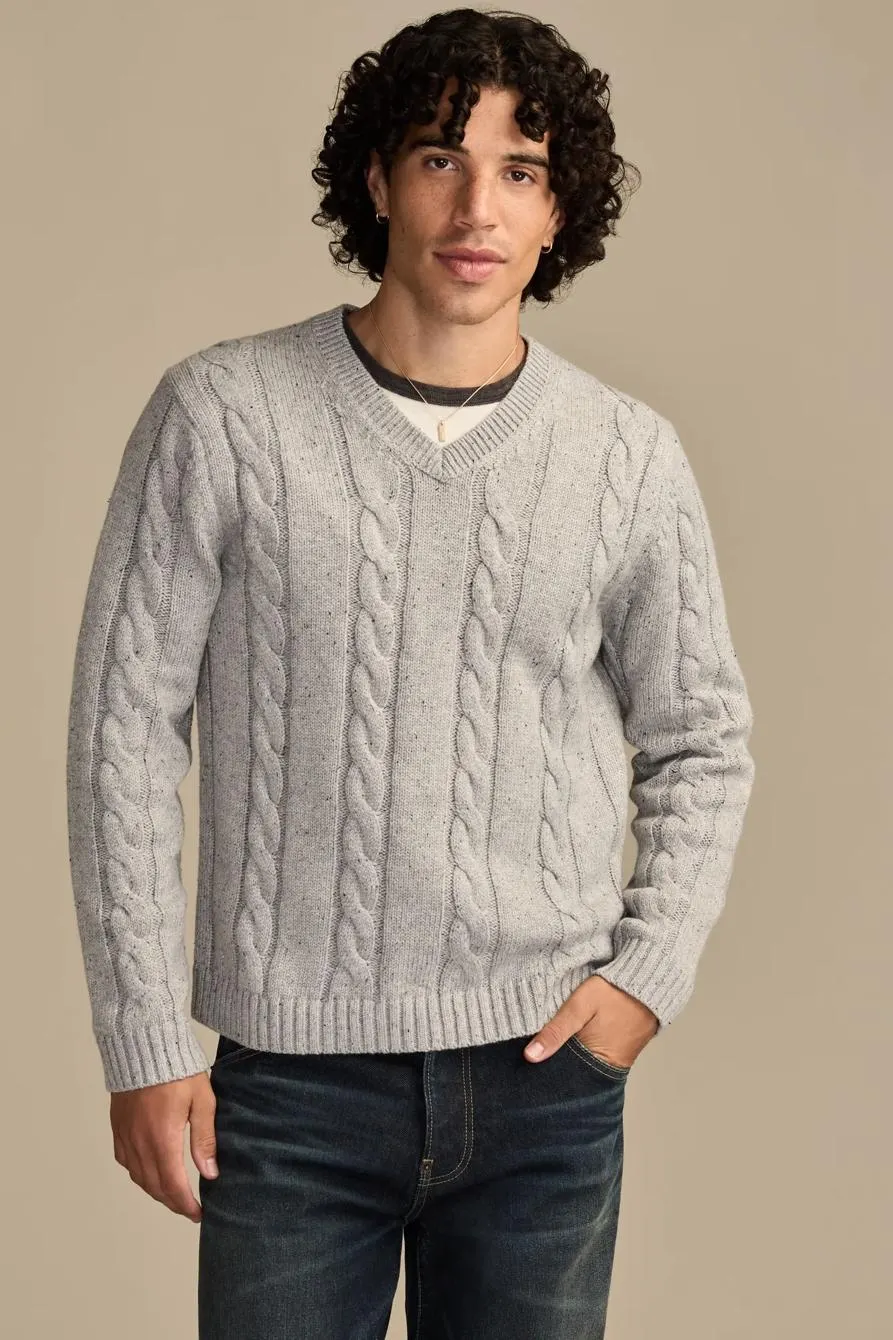 v-neck cable sweater