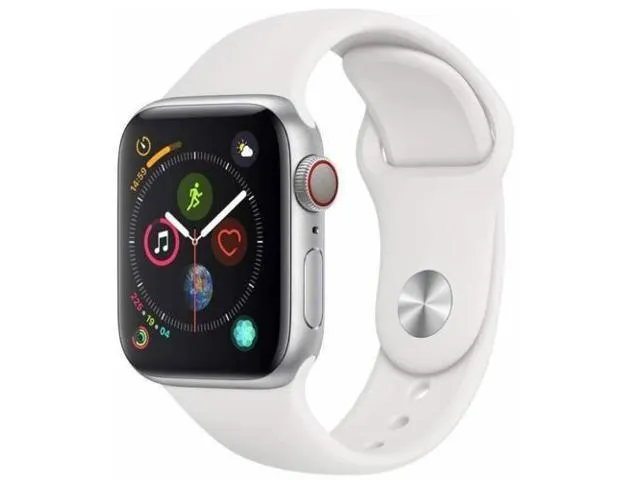 Apple Watch Series 5 40mm GPS + Cellular Unlocked - Silver Aluminum Case - White Sport Band (2019) - Good Condition