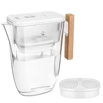 Water Filter Pitcher, 200-Gallons Long-Life 10-Cup Pitcher with 1 Filter, 5X Times Lifetime, Reduces PFAS, PFOA/PFOS, Fluoride, Chlorine, Rust, Microplastics, BPA Free, Clear, Lasts 3 Months