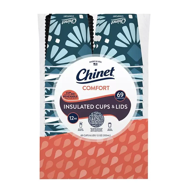 Chinet Comfort Insulated Cups & Lids, 12 oz./69 ct.