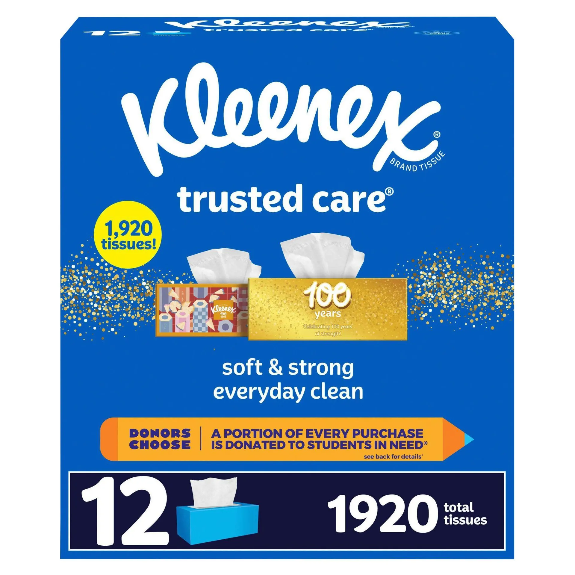 Kleenex Trusted Care 2-Ply Facial Tissues, 12 pk./160 Tissues per Box