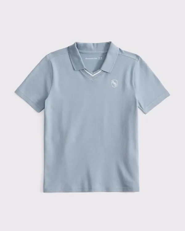 logo pique v-neck polo