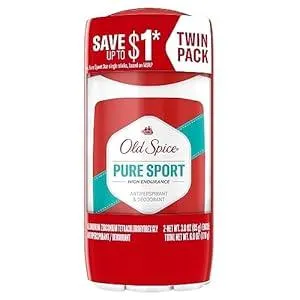 Old Spice Antiperspirant Deodorant For Men, High Endurance, 24/7 Sweat Defense & Odor Protection, 24/7 Freshness & Lasting Scent, Pure Sport Scent, 3.0 oz (Pack of 2)