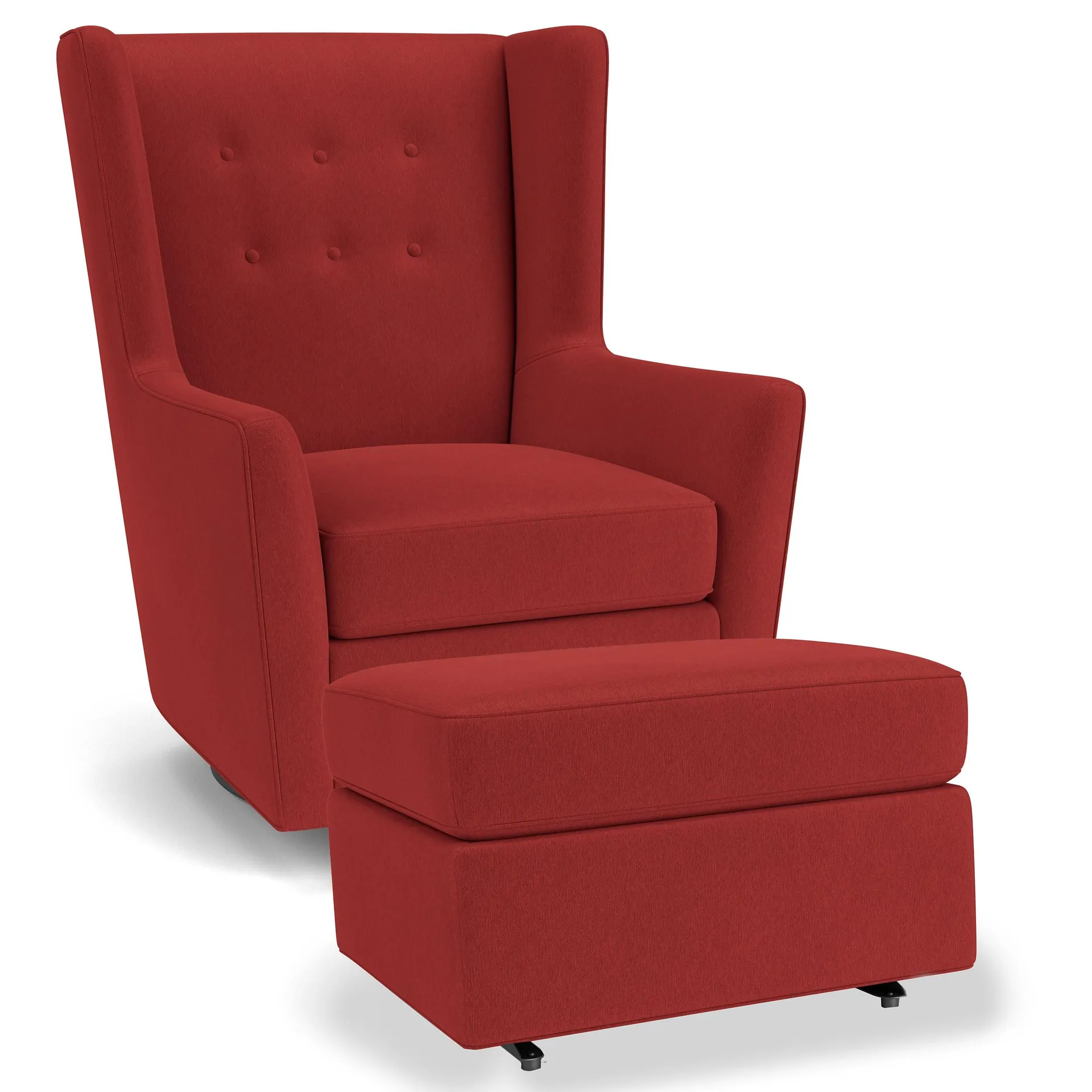 Wren Swivel Glider Chair & Ottoman in Flint Red